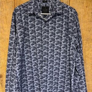 Men's Blue Patterned Casual Button Down Shirt